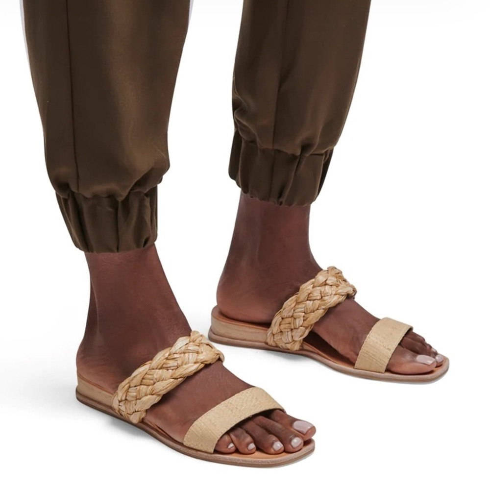NEW Dolce Vita Beige Braided Raffia Persey Slide Sandals